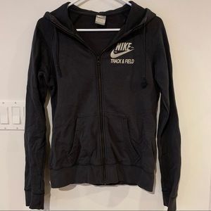 Nike Track and Field Grey graphic hoodie Full Zip Hood with drawstring jacket